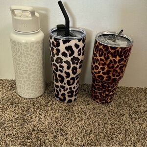 Leopard Print Tumbler Set - 3 Cups (Insulated)
